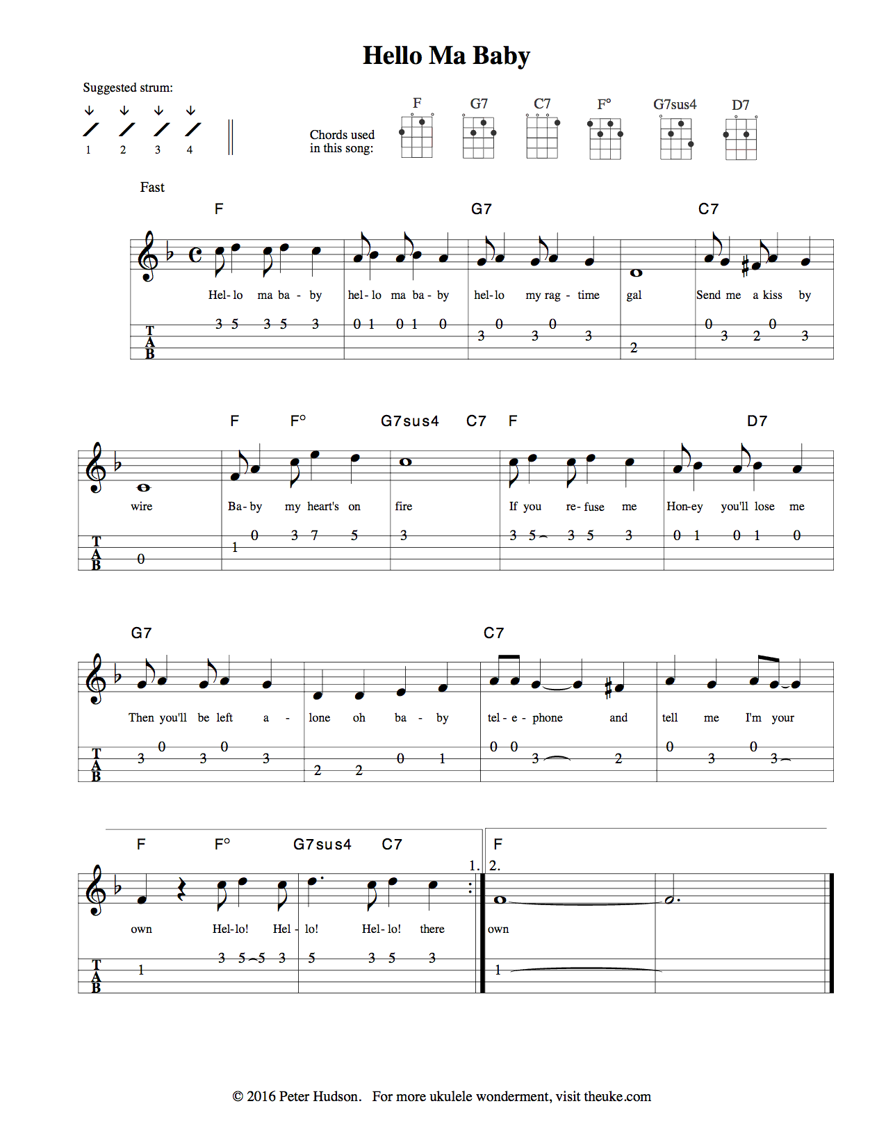 free ukulele music sheets