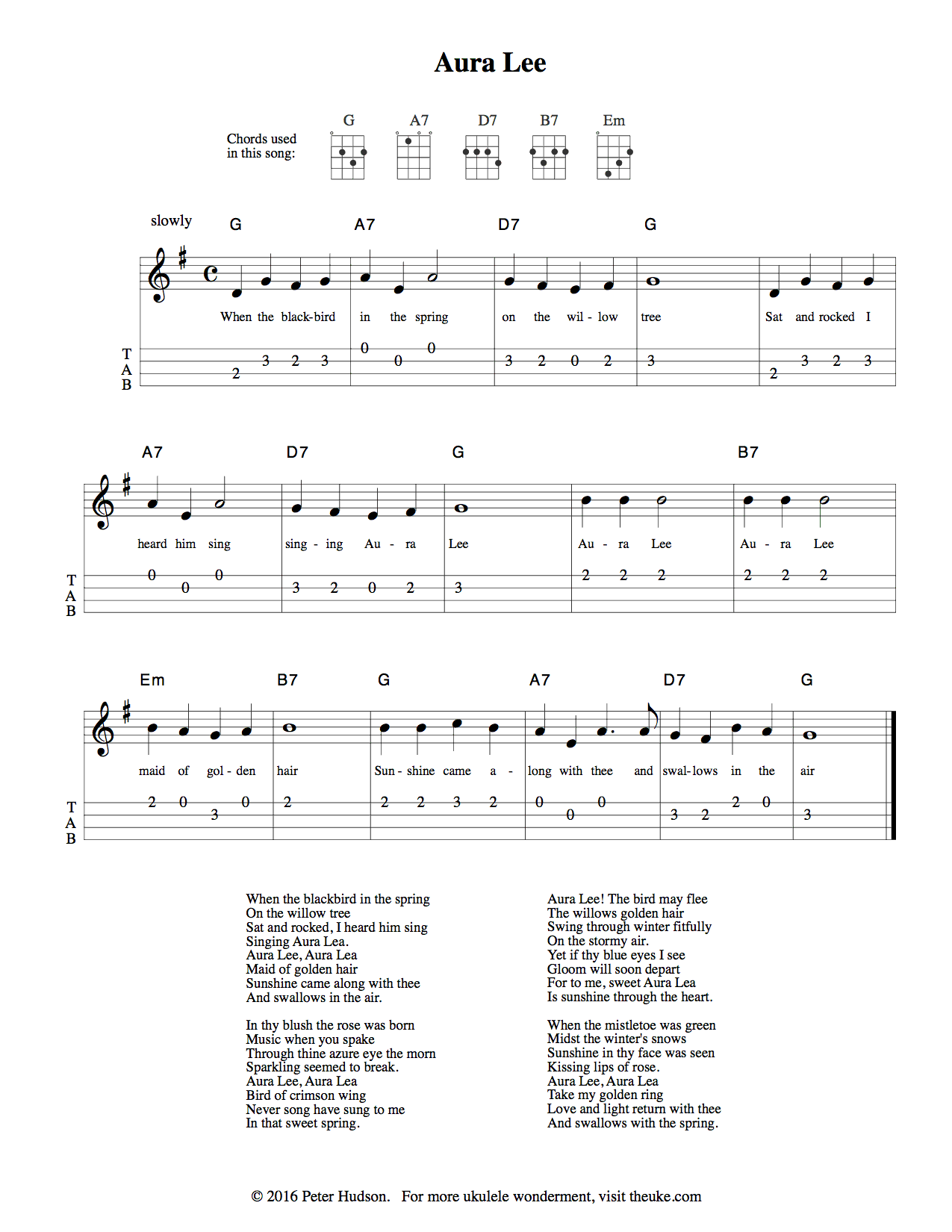 ukulele tabs fingerstyle pdf