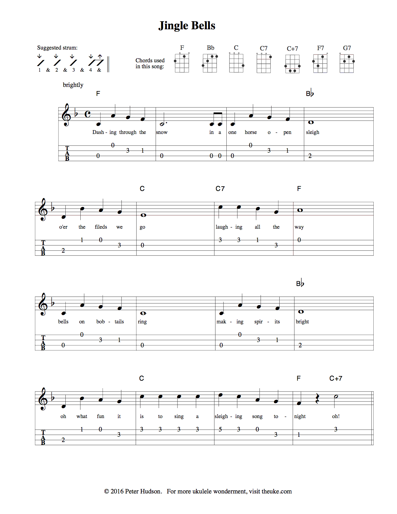 ukulele tab notes sheet